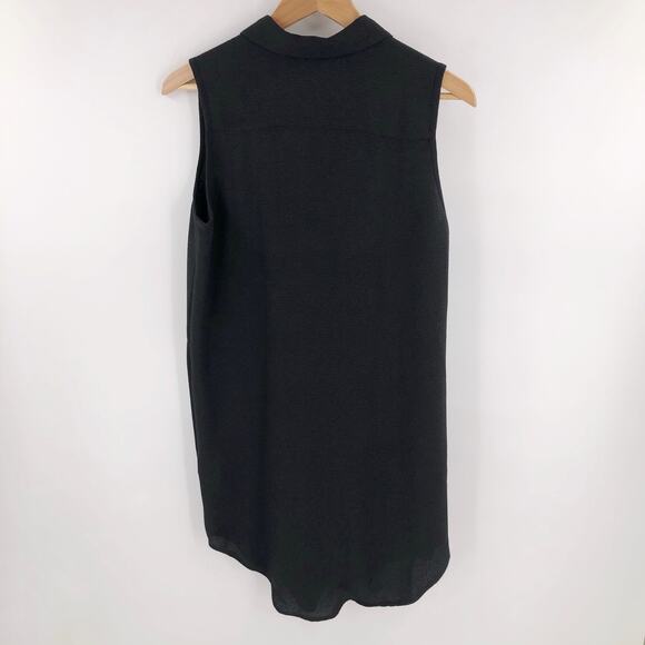 5Preview Black Crepe Logo Shirtdress Dress Sz XS - Picture 8 of 10